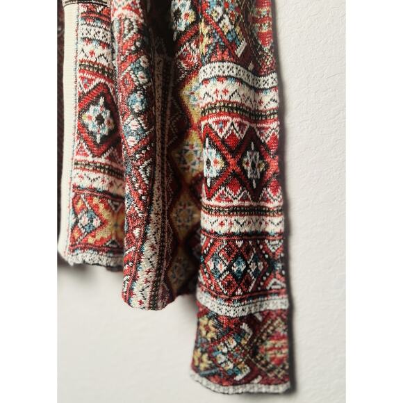 NEW Peck & Peck Wool Blend Tapestry Sweater Cardigan Sz L Tassel Hook Close Boho - Picture 3 of 14